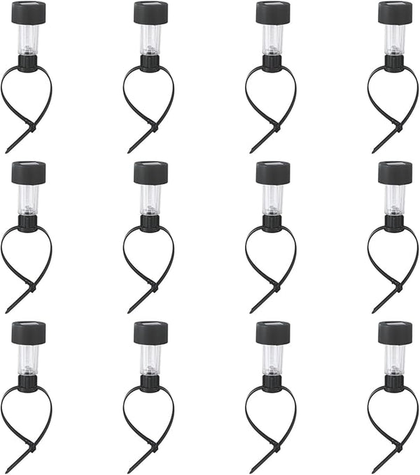 12 Solar Patio Lights for Decks, Waterproof Rail & Poolside Lighting with Clear Covers, Black Body Design | Lumora