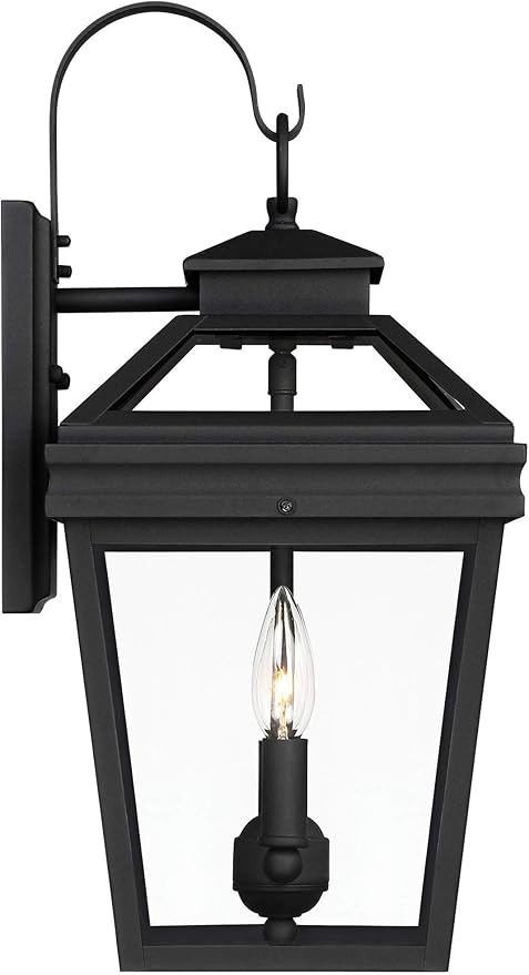 John Timberland Stratton Street Traditional Outdoor Wall Light Textured Black Steel 16 1/2" Clear Glass Lantern for Exterior House Porch Patio Outside Deck Garage Yard Front Door Garden Home