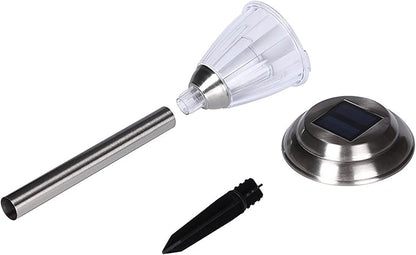 Solar LED Outdoor Lights 8-Pack Stainless Steel Pathway Landscape Lights for Outdoor Path Patio Yard Deck Driveway and Garden, (Silver)