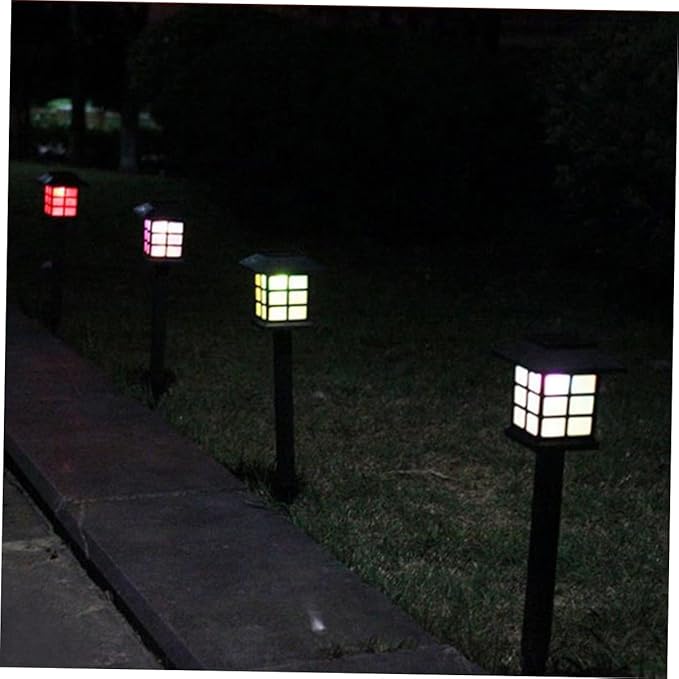 4 Pcs Solar Pathway Lights Warm Outdoor LED Garden Landscape Lighting for Walkway Lawn Patio Driveway Easy Installation Black