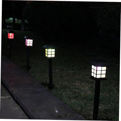 4 Pcs Solar Pathway Lights Warm Outdoor LED Garden Landscape Lighting for Walkway Lawn Patio Driveway Easy Installation Black
