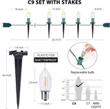 C9 Christmas Lights, 51.4ft Christmas Pathway Lights Outdoor with 40 LED Bulbs and Stakes, Connectable Waterproof | Lumora