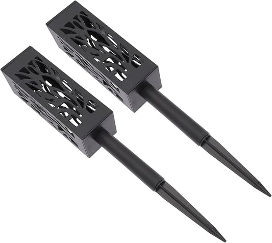 2 Pcs Solar Garden Path Lights Hollow-Out LED Lawn Lamps Warm White Outdoor Yard In-ground Decorative Lighting for Walkways and Patios