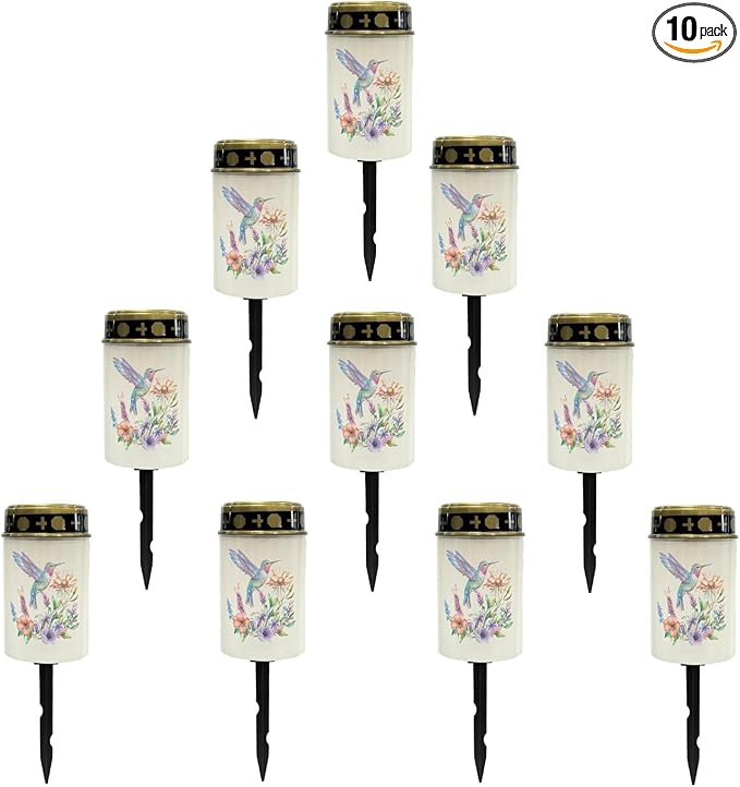 Outdoor Solar Garden Lights Waterproof Pathway Lights Stake Lights Outdoor Decorations for Patio/Yard/Driveway Walkway Lights Hummingbirds Floral Flameless Outdoor Table Lamp