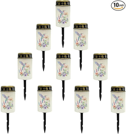 Outdoor Solar Garden Lights Waterproof Pathway Lights Stake Lights Outdoor Decorations for Patio/Yard/Driveway Walkway Lights Hummingbirds Floral Flameless Outdoor Table Lamp