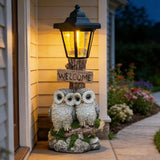 Outdoor Garden Owl Statue with Solar Lights, Owl Figure with Welcoming Sign,for Outdoor Landscapes, Courtyards | Lumora