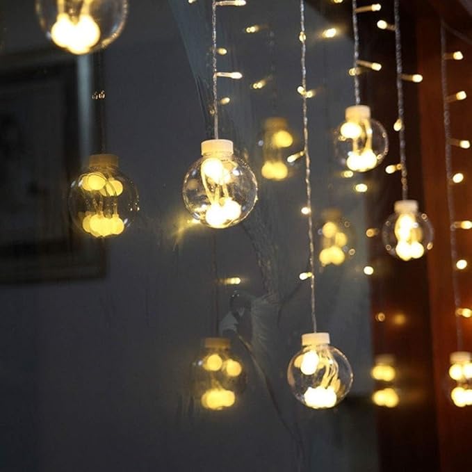String Lights, LED Outdoor Indoor LED Wishing Ball Icicle Led Lights Outdoor Lighted Holiday Displays Hanging Lights Patio Edison Bulb Rope Lights Christmas Festive Wedding Curtain Decoration Lights