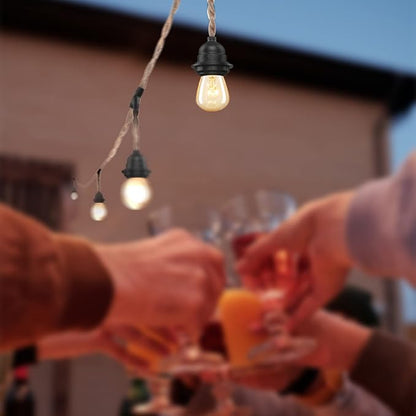EE Eleven Master 48 FT Hemp Rope Outdoor String Lights Waterproof Patio Lights with 15 Shatterproof Heavy-Duty Commercial Grade Connectable Weatherproof E26 S14