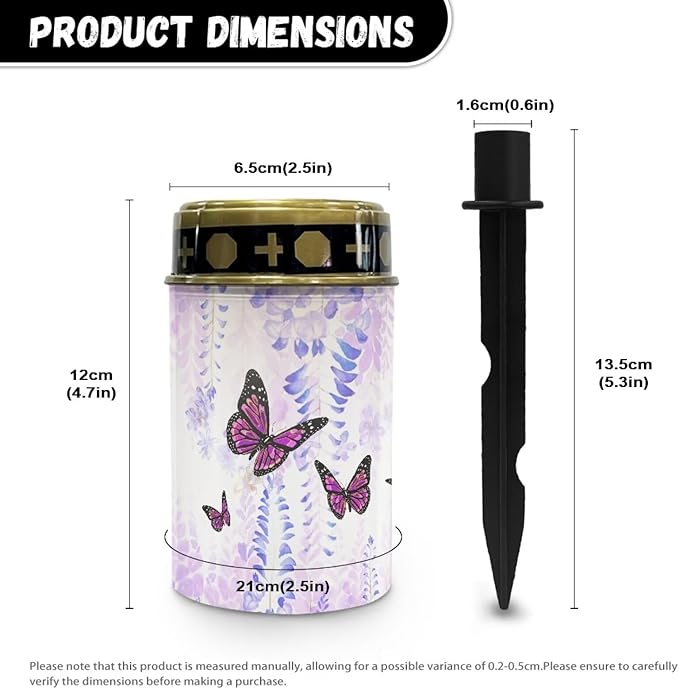 Poceacles Solar Powered Grave Lights for Cemetery, Solar Lights Cemetery Decorations for Grave Solar Candle Lights Pathway Garden Lights for Loss of Mother Dad, Butterfly Wisteria Flower, Poc-N9