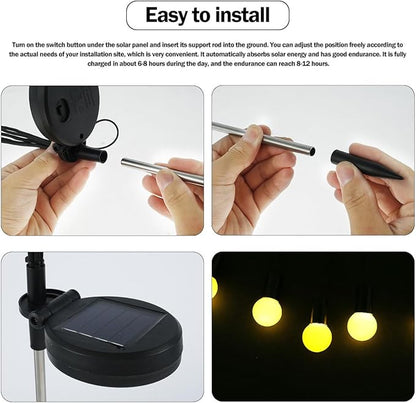 2 Pack 16LED Solar Swaying Lights Outdoor, Warm White, Waterproof, Firefly Lights for Patio Garden Porch Pathway
