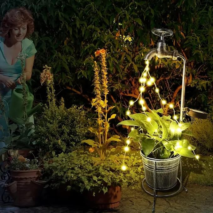 Solar Garden Lights Outdoor Decor, Metal Watering Can Solar Lights Outdoor Waterproof for Yard Lawn Patio Pathway, Decorative Outdoor Decor Gardening Gifts for Women Mom Grandma