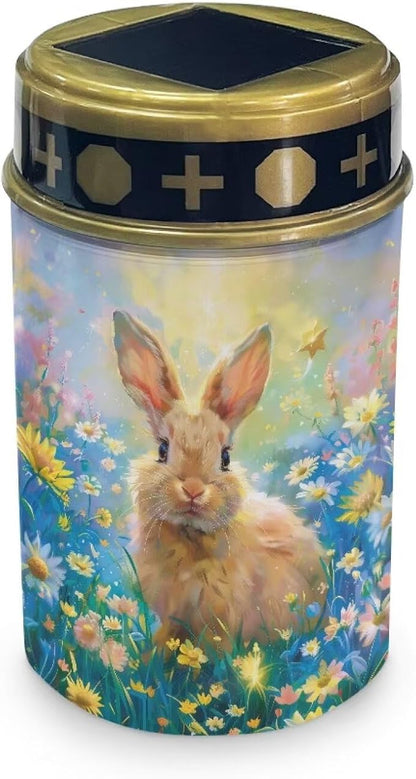 HUGS IDEA Cute Bunny Cemetery Solar Lights for Grave Floral Grave Decor Garden Ornaments Waterproof Solar-Powered Lights for Serene Yards, Patios & Spring Memorials