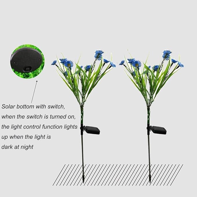 Solar Lawn Light Flower Light 2 Pack 28LED Daisy Solar Garden Light,Outdoor Decoration Stake Lights,Waterproof Solar Landscape Light Statue lamp Garden Stakes Decorative,Lawn (Blue)