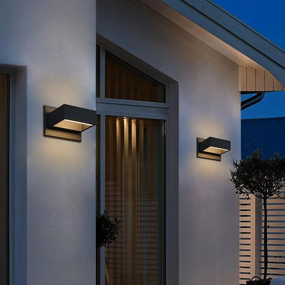 2 Pack Outdoor Wall Sconce Up and Down Black Wall Mount LED Exterior Light Fixture 240LM for Porch Garage House,IP54 Waterproof