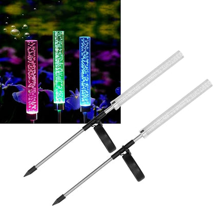flexman 2Pcs Solar Landscape Light, Colorful Gradient Waterproof Decorative Outdoor Bubble Stick Lamp for Lighting Festivals, Scenic Spots, Gardens, Villa Communities