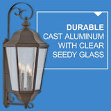 Hinkley Edgewater Outdoor Extra Large Wall Mount Lantern - Clear Seedy Glass, Aluminum - Oil Rubbed Bronze Finish | Lumora