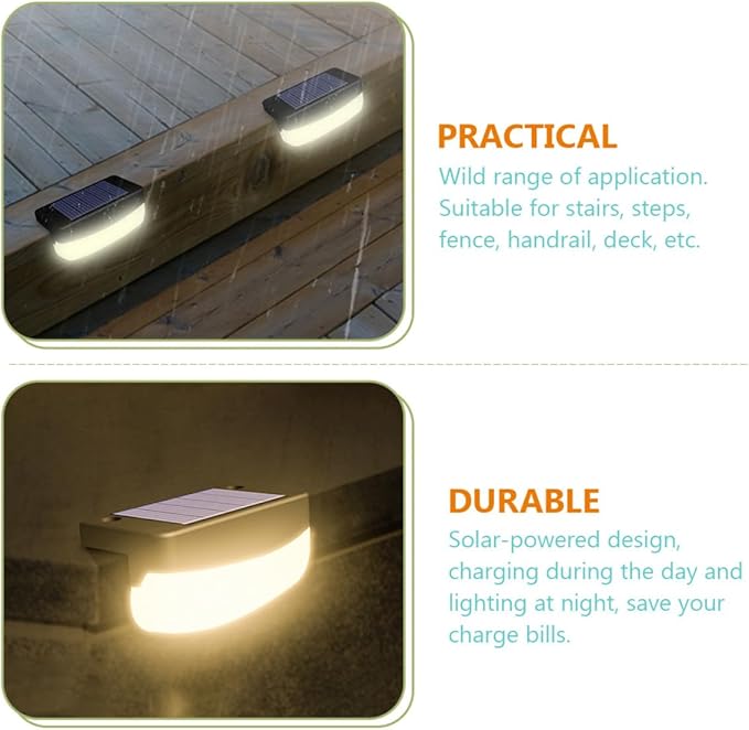 2pcs Solar Stair Lights Outdoor LED Step Lamps with High-Conversion Panels for Garden Decks Fence Handrail | Lumora