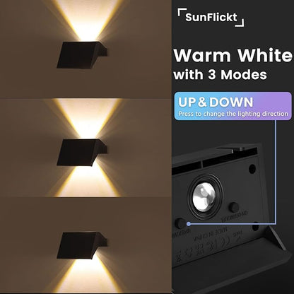 Solar Fence Lights Outdoor, 10-Pack Fence Lights Solar Powered with Up/Down Buttons, IP67 Waterproof for Outside, 120LM Auto Dusk to Dawn for Wall/Patio/Yard/Railing/Deck/Pathway (Warm White)