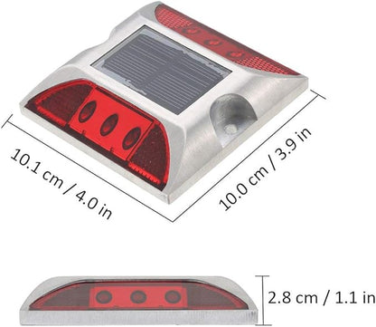 Aluminum Solar 6-LED Deck Dock Lights Step Road Path Lamp Waterproof Security Warning Driveway for Outdoor Fence Pool Patio Yard Home Pathway Stairs Garden (Red)