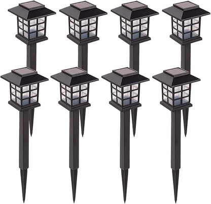 LAUREL CANYON Solar Pathway Lights, 8 Pack Outdoor Solar Landscape Decorative Lights, Automatic Walkway Lights with LED Light Bulbs for Garden, Path, Yard, Lawn, Square, Black