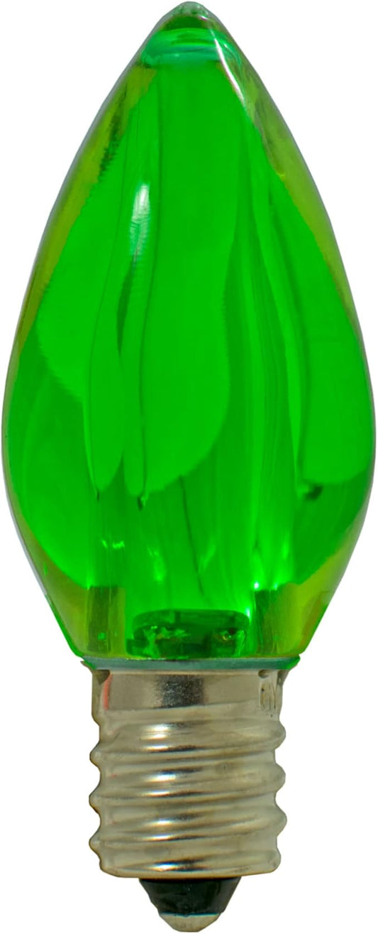 EST. LEE DISPLAY L D 1902 LED Christmas Outdoor Light Bulbs C7 C9 Twinkle Blinking Candelabra Style Replacement Box of 25 (Transparent Green, C7)