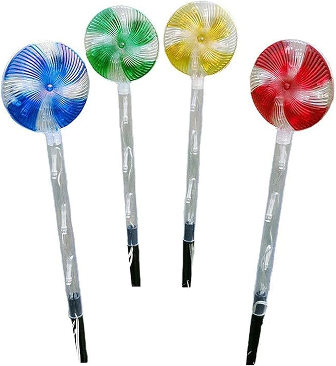 Solar Garden Lights Candy Cane Lights, 4 Cute Christmas Lollipop Pathway Lights with Stakes, Waterproof Outdoor Solar Pathway Lights for Christmas Decoration, Yard, Yard, Lawn (Color : Color)