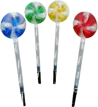 Solar Garden Lights Candy Cane Lights, 4 Cute Christmas Lollipop Pathway Lights with Stakes, Waterproof Outdoor Solar Pathway Lights for Christmas Decoration, Yard, Yard, Lawn (Color : Color)