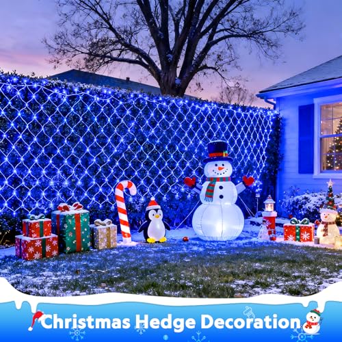 JMEXSUSS 200 LED Blue Christmas Net Lights, 9.8ft x 6.6ft