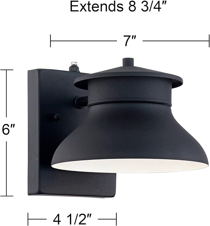 John Timberland Danbury Farmhouse Industrial Rustic Outdoor Barn Light Fixture Black LED Dusk to Dawn 6" for | Lumora