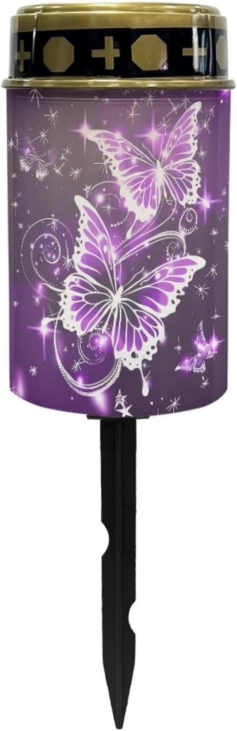 ZOUTAIRONG Solar Light for Cemetery Grave 6 Pack Solar Garden Lights Grave Decorations for Cemetery Solar Pathway Lights Outdoor Cemetery Solar Lights for Grave Solar Lights Sparking Butterfly