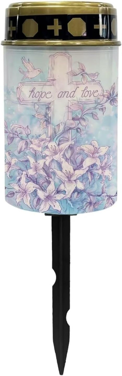 Solar Light Outdoor for Cemetery,Waterproof Garden Lights Solar Powered, Cross Solar Lights for Garden, Balcony, Yard, Gifts for Memorial