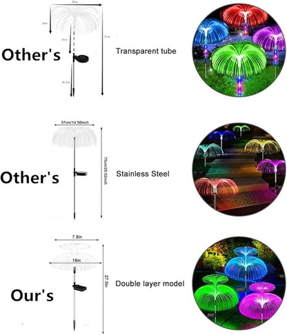 4-Pack Solar Pathway Lights Outdoor Garden Jellyfish Decor Lawn Lights Solar Power Waterproof Yard Walkway Patio Decor Flowers Lamp