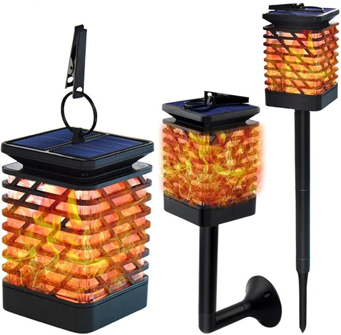 Ulalaza 1Pc Solar Outdoor Lights 12 LED Flickering Flames Torch Light Waterproof Landscape Ligh Auto On/Off Path Lights