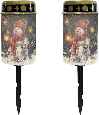 Snowman Music Garden Solar Light Outdoor Solar Powered Garden Lights Cemetery Solar Light for Grave Memorial Solar Light Decoration for Grave Merry Christmas