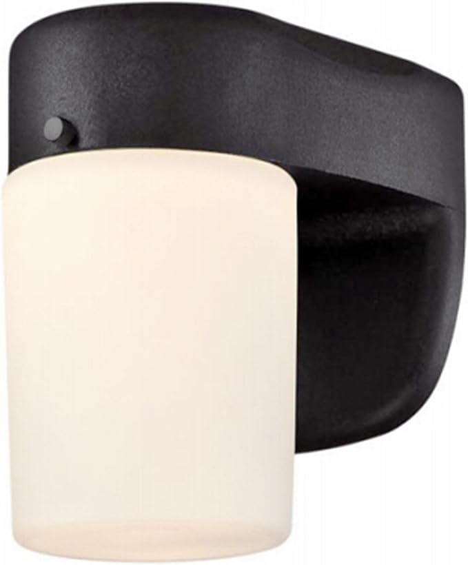 6106700 One-Light Dimmable LED Outdoor Wall Fixture with Dusk to Dawn Sensor, Black Finish with Frosted Opal Glass | Lumora