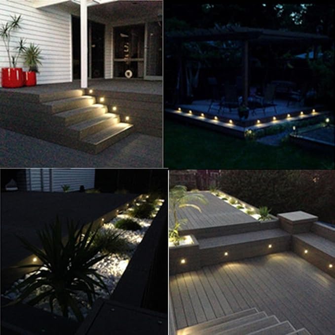 FVTLED Warm White Low Voltage LED Deck Lights kit Φ1.38 Outdoor Garden Yard Decoration Lamp Recessed Landscape Pathway Step Stair Warm White LED Lighting, Black