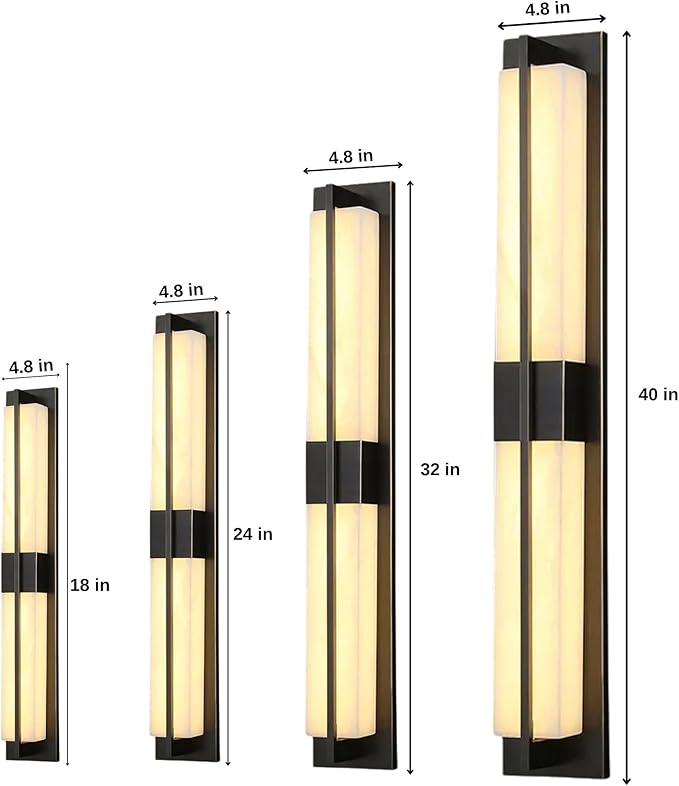 LED Outdoor Wall Lights Fixture Lamps. Modern Elegant Acrylic lampshade with Marble Texture, Aluminum Body. Exterior Black Sconce Wall Lantern IP65 Waterproof Anti Rust. (Modern LED Black 18''H, 9W)