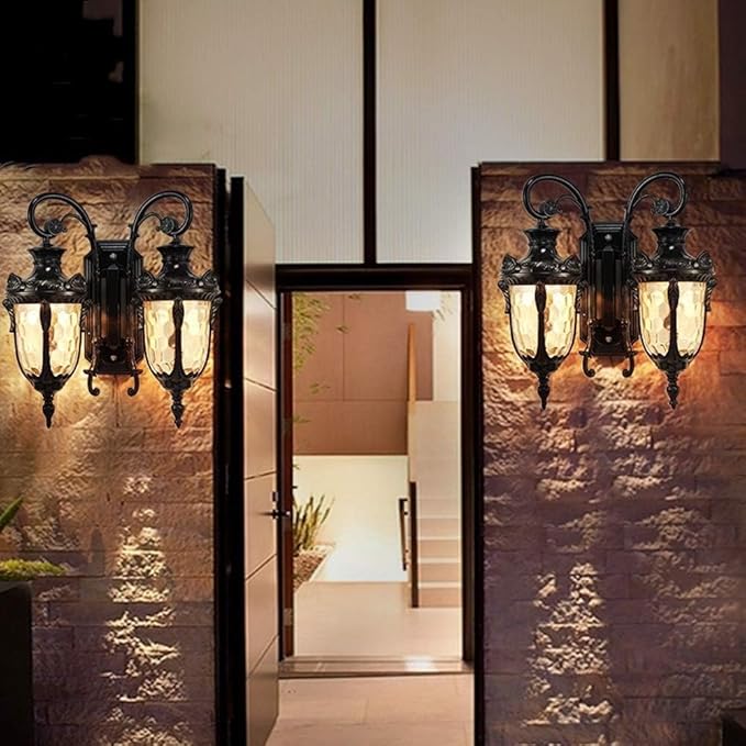 European Waterproof Outdoor Wall Light,2-Heads AlumiExpression artistique m Metal Victoria Sconce,E26 Minimalist | Lumora