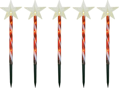 Outdoor Star Christmas Lawn Decorations, Five Cane Solar Pathway Lights, 18.5 X 4.7 In, Ip65 Weather-Resistant