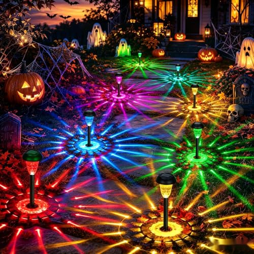 Solar Lights Outdoor Waterproof for Pathway, 8 Pack Color Changing