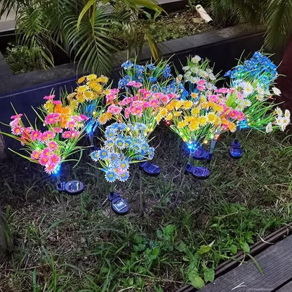 Solar Flower Lights Outdoor, Waterproof LED Daisy Flowers Solar Stake Decorative In-Ground Lights 2Mode for Garden Landscape Yard Pathway Wedding Party (Blue, 1Pack)