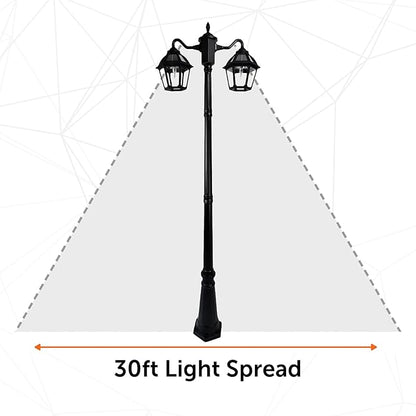 Gama Sonic Polaris Double Head Lamp Post (177B50002), Black Finish