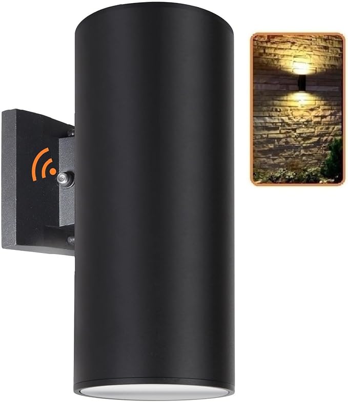 Dusk to Dawn Sensor Outdoor Wall Sconce, Exterior Lighting - ETL Listed, Die-Casting Aluminum Waterproof Wall Mount Cylinder Design - Up Down Light Fixture for Porch, Garage, Garden and Patio