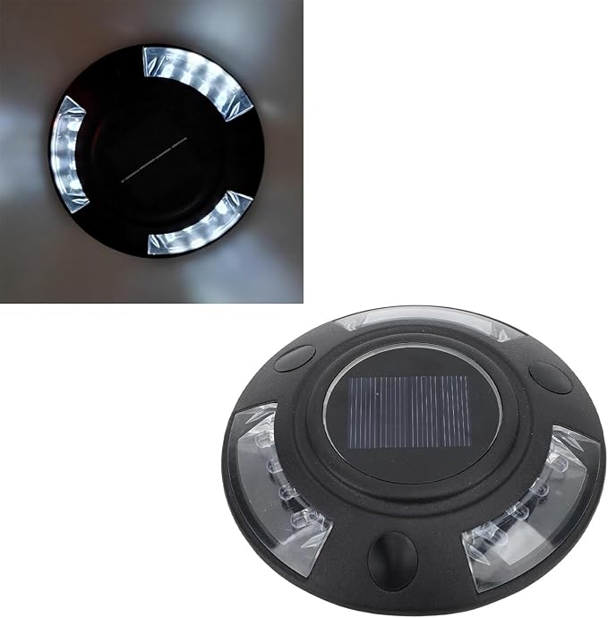 Fafeicy Solar Driveway Marker Light Aluminium Alloy Solar Powered Outdooor IP68 LED Road Studs Lamp for Sidewalk Pathway (White Light)