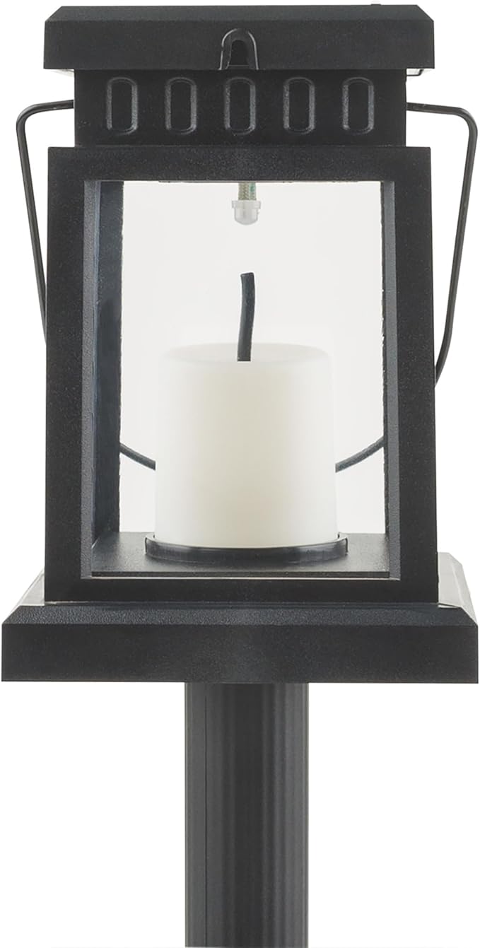 Alpine Corporation 19" Tall Outdoor Solar Powered Hanging or Stake Lanterns, Black (Set of 6)