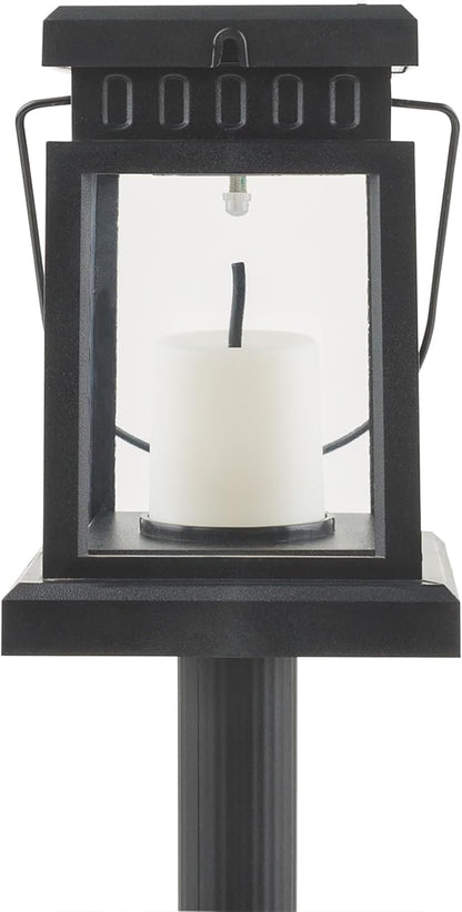 Alpine Corporation 19" Tall Outdoor Solar Powered Hanging or Stake Lanterns, Black (Set of 6)