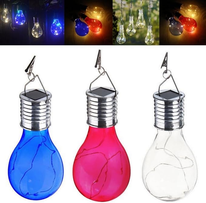 Solar Hanging Camping Lights Garden Yard Pathway Waterproof LED Light Bulb (Blue)