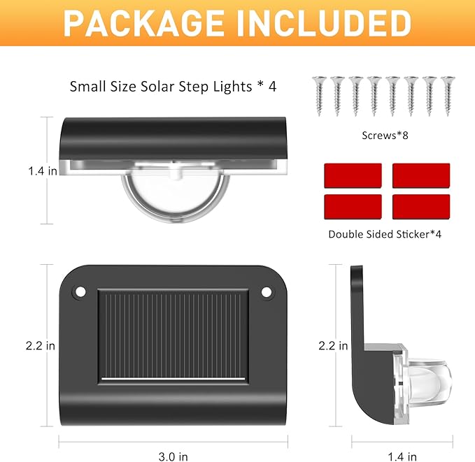 Solar Stair Lights Outdoor Waterproof, 8 Pack Solar Step Lights for Outside Warm White Deck Lighting for Step | Lumora
