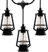 10 Light LED Flicker Flame Plastic Oil Lamp String Set, 20ft Black Wire – Indoor/Outdoor Vintage Flame Effect | Lumora