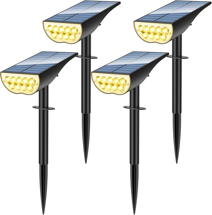 Solar Spot Lights Outdoor, Solar Lights Outdoor Waterproof IP65, 3 Brightness Modes Dusk to Dawn Landscape | Lumora